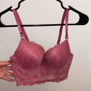 padded dusty rose pink bralette lace corset bra
